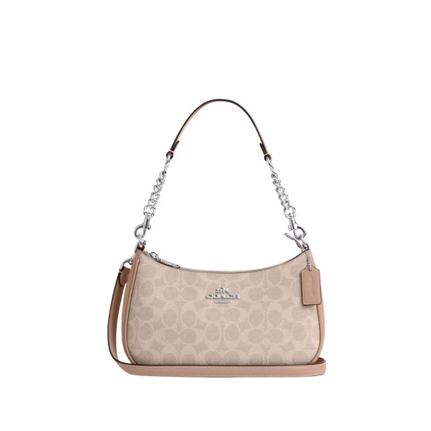 Teri Schultertasche Silber/Sand