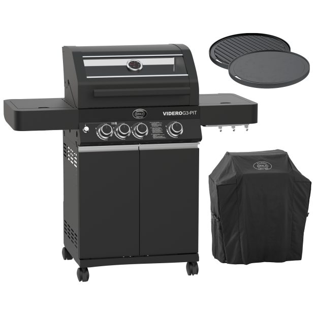 Videro G3 - Pit Nero inkl. Abdeckhaube + Grillplatte